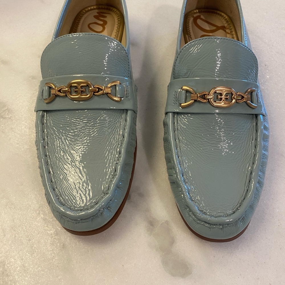 NWT Sam Edelman Blue Patent Leather Loafers - Picture 2 of 3
